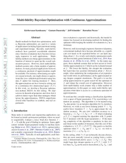 Multi-fidelity Bayesian Optimisation with Continuous Approximations