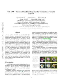 TAC-GAN - Text Conditioned Auxiliary Classifier Generative Adversarial
  Network