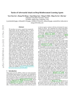 Tactics of Adversarial Attack on Deep Reinforcement Learning Agents