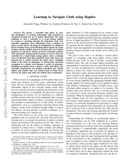 Learning to Navigate Cloth using Haptics