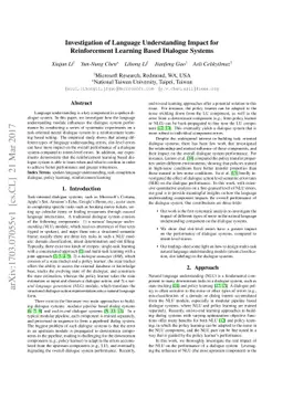 Investigation of Language Understanding Impact for Reinforcement
  Learning Based Dialogue Systems
