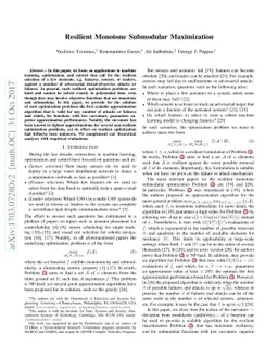 Resilient Monotone Submodular Function Maximization