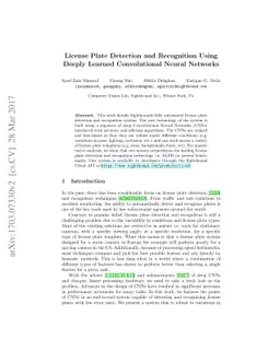 License Plate Detection and Recognition Using Deeply Learned
  Convolutional Neural Networks