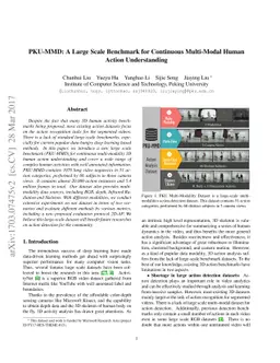 PKU-MMD: A Large Scale Benchmark for Continuous Multi-Modal Human Action
  Understanding