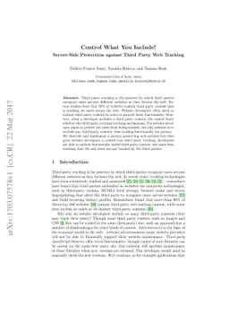 Control What You Include! Server-Side Protection against Third Party Web
  Tracking
