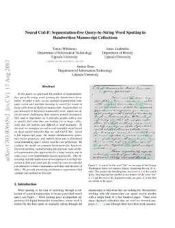 Neural Ctrl-F: Segmentation-free Query-by-String Word Spotting in
  Handwritten Manuscript Collections