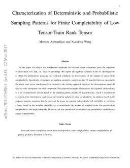 Characterization of Deterministic and Probabilistic Sampling Patterns
  for Finite Completability of Low Tensor-Train Rank Tensor