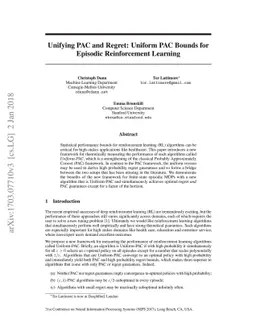 Unifying PAC and Regret: Uniform PAC Bounds for Episodic Reinforcement
  Learning