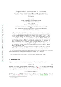 Empirical Risk Minimization as Parameter Choice Rule for General Linear
  Regularization Methods