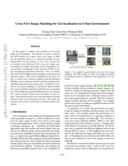 Cross-View Image Matching for Geo-localization in Urban Environments