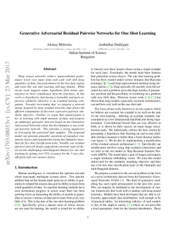 Generative Adversarial Residual Pairwise Networks for One Shot Learning