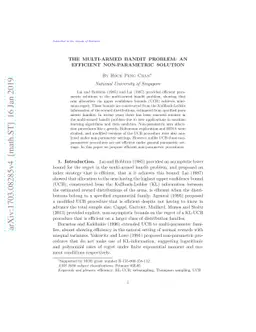 The Multi-Armed Bandit Problem: An Efficient Non-Parametric Solution