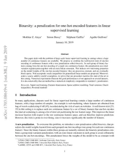 Binarsity: a penalization for one-hot encoded features in linear
  supervised learning