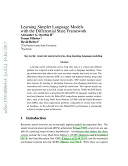Learning Simpler Language Models with the Differential State Framework