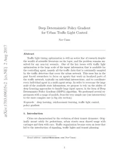 Deep Deterministic Policy Gradient for Urban Traffic Light Control