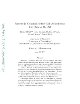 Fairness in Criminal Justice Risk Assessments: The State of the Art