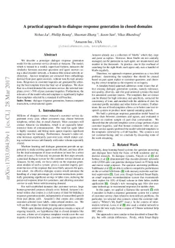 A practical approach to dialogue response generation in closed domains