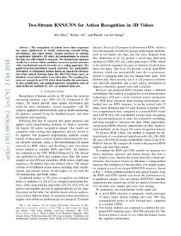 Two-Stream RNN/CNN for Action Recognition in 3D Videos