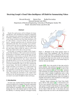 Deceiving Google's Cloud Video Intelligence API Built for Summarizing
  Videos
