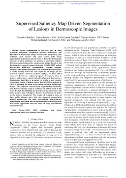 Supervised Saliency Map Driven Segmentation of the Lesions in
  Dermoscopic Images