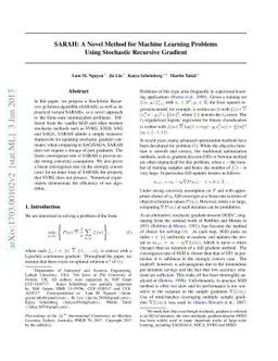 SARAH: A Novel Method for Machine Learning Problems Using Stochastic
  Recursive Gradient