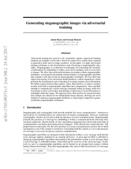 Generating Steganographic Images via Adversarial Training