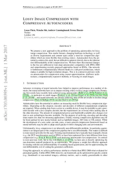 Lossy Image Compression with Compressive Autoencoders
