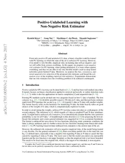 Positive-Unlabeled Learning with Non-Negative Risk Estimator
