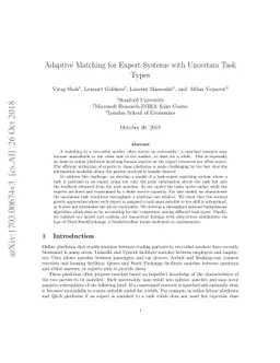 Adaptive Matching for Expert Systems with Uncertain Task Types