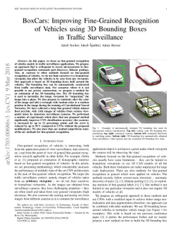 BoxCars: Improving Fine-Grained Recognition of Vehicles using 3-D
  Bounding Boxes in Traffic Surveillance