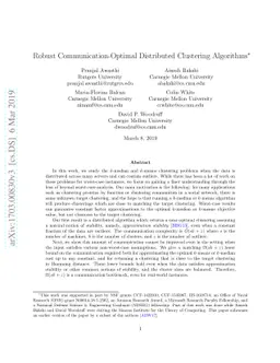 Robust Communication-Optimal Distributed Clustering Algorithms