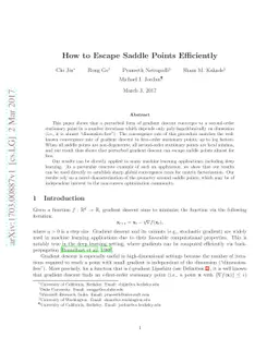 How to Escape Saddle Points Efficiently