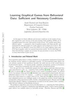 Learning Graphical Games from Behavioral Data: Sufficient and Necessary
  Conditions