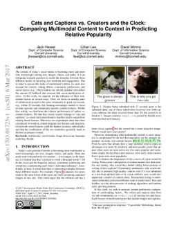 Cats and Captions vs. Creators and the Clock: Comparing Multimodal
  Content to Context in Predicting Relative Popularity