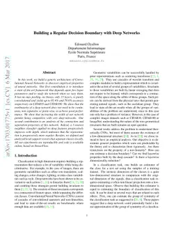 Building a Regular Decision Boundary with Deep Networks