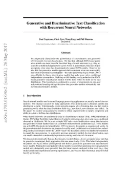 Generative and Discriminative Text Classification with Recurrent Neural
  Networks