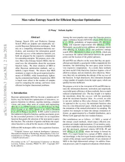 Max-value Entropy Search for Efficient Bayesian Optimization