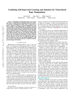 Combining Self-Supervised Learning and Imitation for Vision-Based Rope
  Manipulation