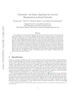 Cheshire: An Online Algorithm for Activity Maximization in Social
  Networks