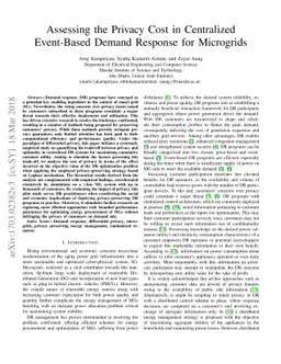 Assessing the Privacy Cost in Centralized Event-Based Demand Response
  for Microgrids