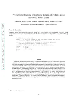 Probabilistic learning of nonlinear dynamical systems using sequential
  Monte Carlo
