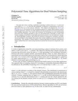 Polynomial Time Algorithms for Dual Volume Sampling