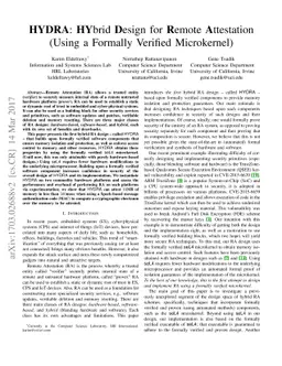 HYDRA: HYbrid Design for Remote Attestation (Using a Formally Verified
  Microkernel)