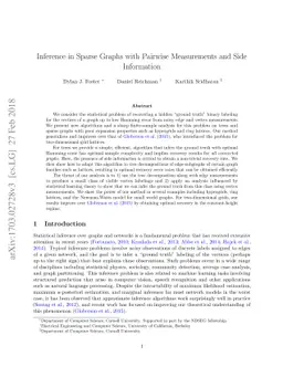 Inference in Sparse Graphs with Pairwise Measurements and Side
  Information