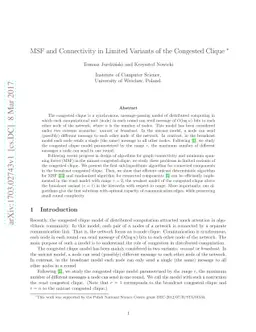 MSF and Connectivity in Limited Variants of the Congested Clique