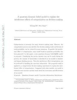 A quantum dynamic belief model to explain the interference effects of
  categorization on decision making