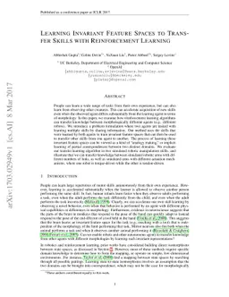 Learning Invariant Feature Spaces to Transfer Skills with Reinforcement
  Learning