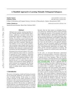 A Manifold Approach to Learning Mutually Orthogonal Subspaces