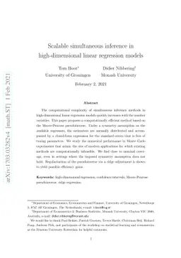Scalable simultaneous inference in high-dimensional linear regression
  models
