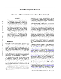 Online Learning with Abstention